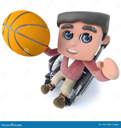 3d Funny Cartoon Teenager in a Wheelchair Character Playing Basketball ...