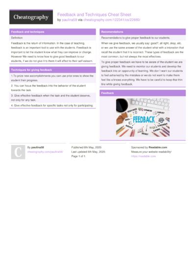 feedback  techniques cheat sheet  mila ochoa