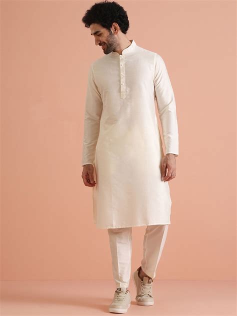 buy kisah mandarin collar pastel straight kurta kurtas  men