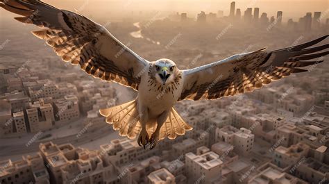 Premium Photo | A wide shot of a Saker Falcon flying over a Saudi ...