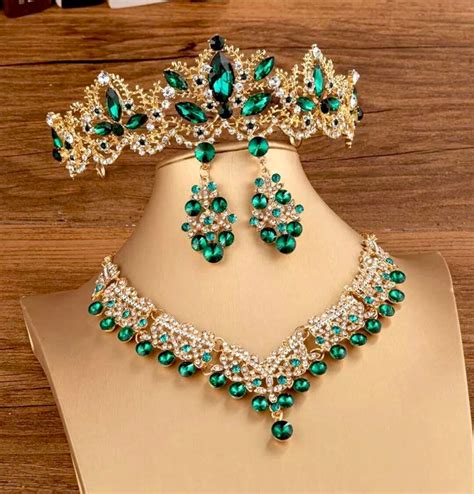 Gold Crystal Bridal Jewelry Set Gold Wedding Crown and Earrings Set ...