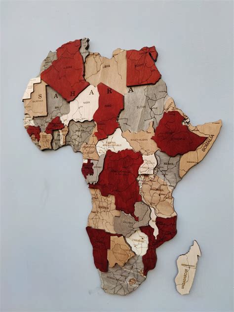 Wooden Africa Wall Map. Elevate Your Decor With Artisan-crafted Charm ...