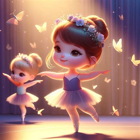 Premium Photo | A little ballerina with a flower in her hair dancing