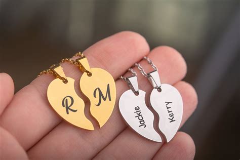 Custom Engraved Split Heart Necklaces Sharing Heart Necklace - Etsy