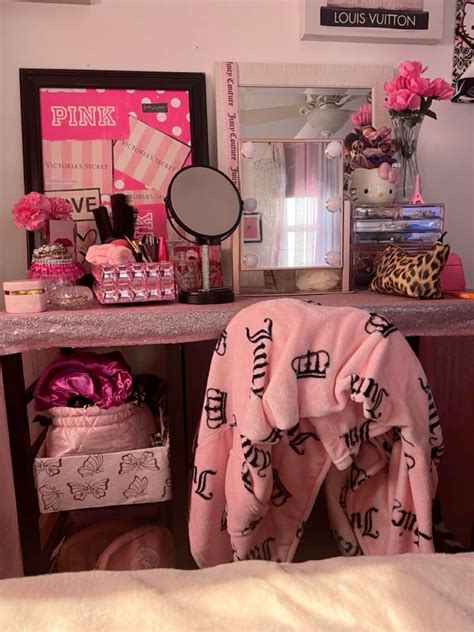 pretty  pink vanity decor mcbling room aesthetic juicy couture