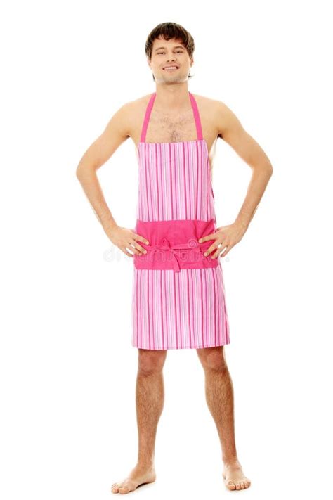 Naked Man Wering Pink Apron Stock Photo - Image of human, athlete: 17081694