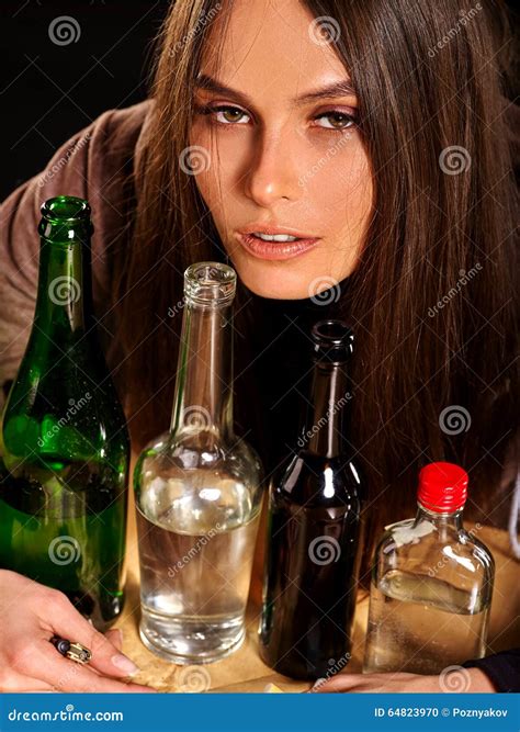 Drunk Girl Holding Bottle of Vodka Stock Photo - Image of abuse