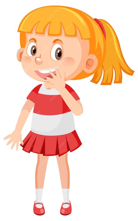 Una niña feliz con cabello de cola de caballo | Vector Premium