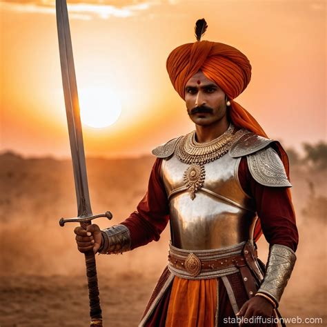proud rajput warrior  traditional armor prompts stable diffusion