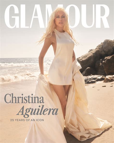 Christina Aguilera Graces The Cover Of ‘Glamour’ Magazine Wearing A Trendy Backless Halter Dress ...