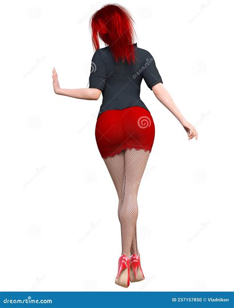Japanese Secretary in Mini Skirt and Stocking Stock Illustration