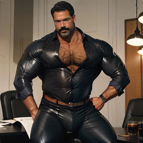 Arafed man in a black leather outfit posing for a picture - SeaArt AI