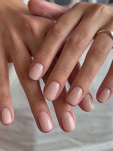 Minimalism Light Pink Nude Solid Color Square Short Press-On False