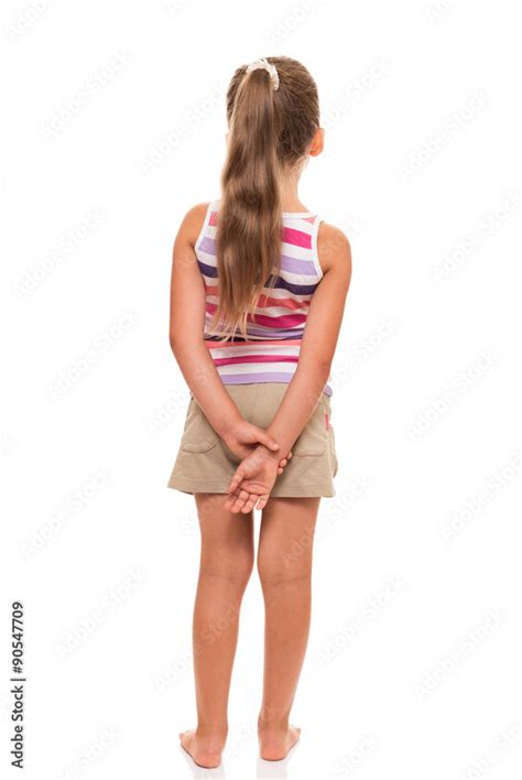 girl stands  holding  hands    stock