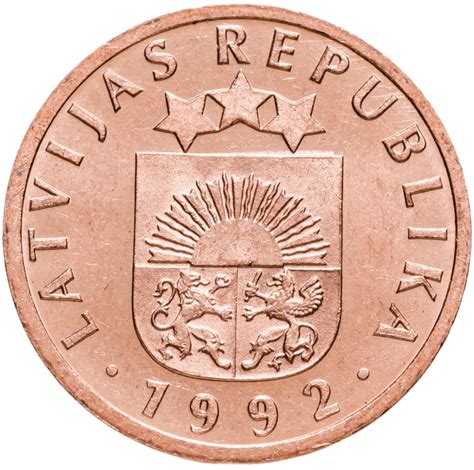 Монета Латвия 2 сантима (santimi) 1992 стоимостью 57 руб.