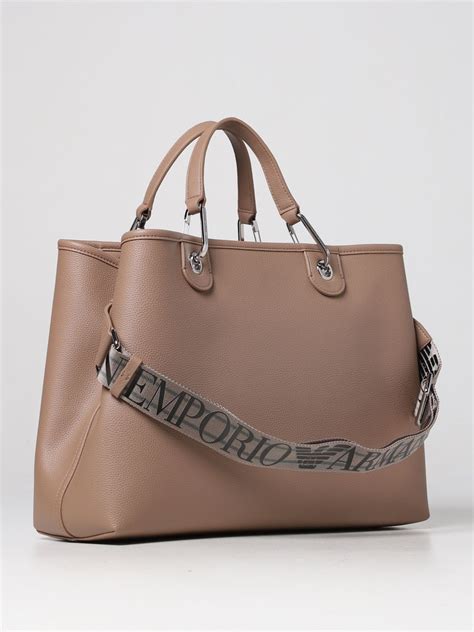 EMPORIO ARMANI: Borsa in pelle sintetica martellata - Beige | Borse ...