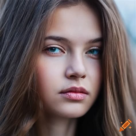 close  portrait   beautiful russian girl  craiyon