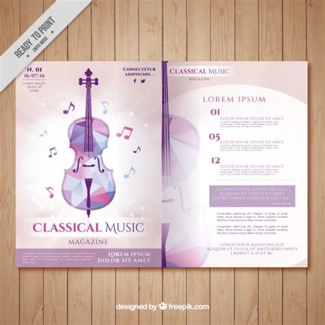 Classical music magazine with geometric violin Vector | Premium Download