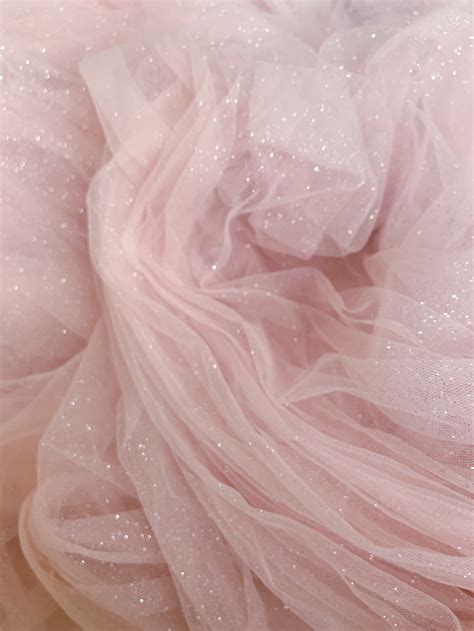 Sparkle Pink Tulle Fabric With Glitters for Dress, Tulle With Shimmer