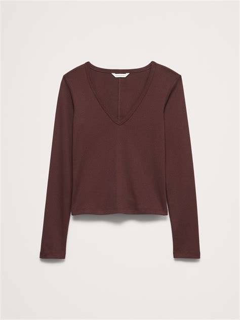 minimalist cotton long sleeve  neck  shirt banana republic