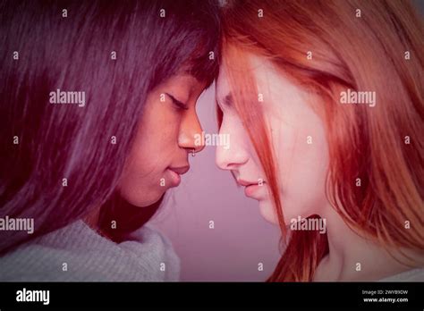 Silent connection between diverse friends. This intimate moment ...