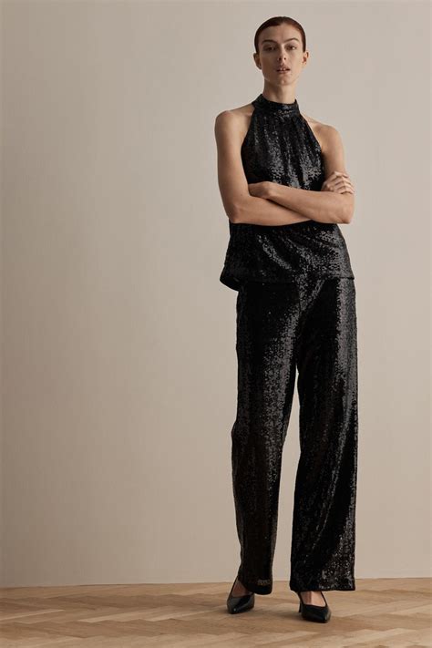 Pantalones rectos de fiesta con lentejuelas confeccionado con