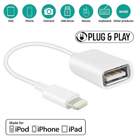 Lightning to USB Camera Adapter,USB 3.0 OTG Data Sync Cable Adapter ...