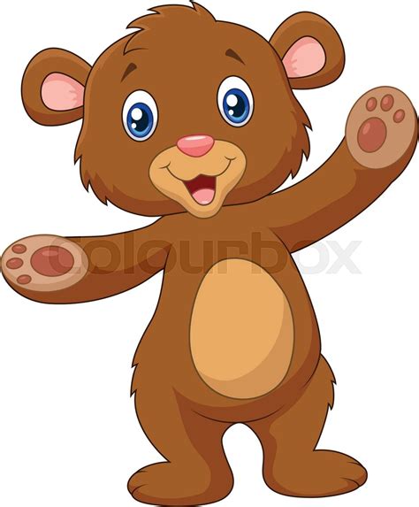 Cartoon teddy bear hand waving | Stock vector | Colourbox