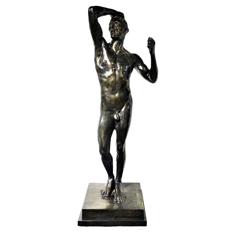 Auguste Rodin, Age of Bronze, Male Nude Patinated Bronze Statue Re-Cast