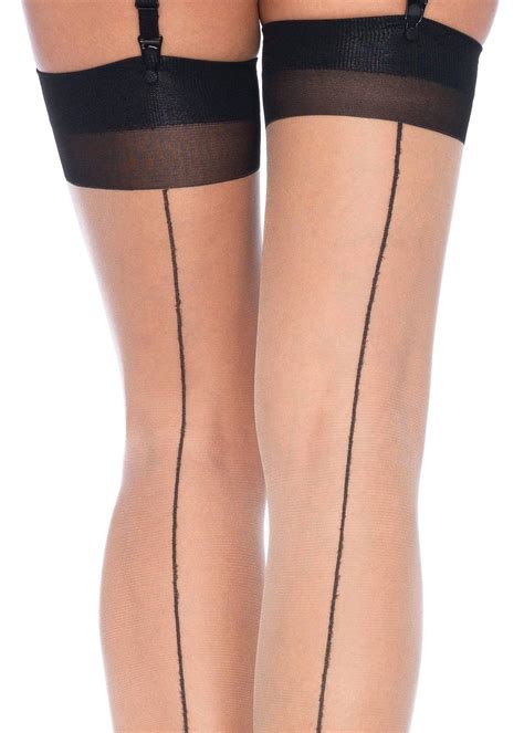 spandex cuban heel backseam stockings nudeblack