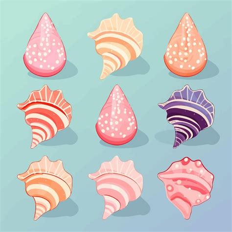 cute conch shell shapes   colors premium ai generated vector