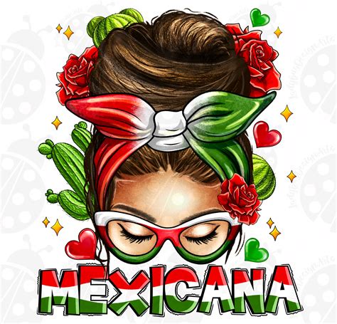 Mexicana Messy Bun Png Sublimation Design Download, Mexican Day Png