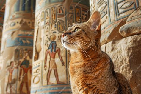 Premium Photo | Majestic Cat Posing in Front of Ancient Egyptian Temple ...