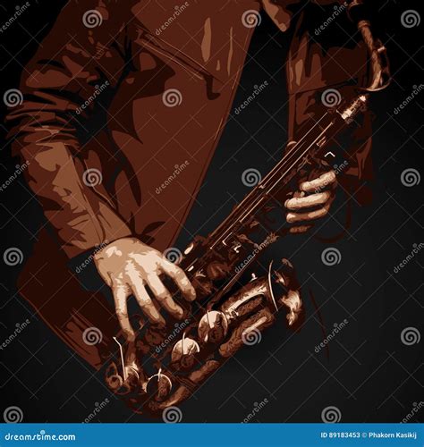 Vettore Dettagliato Del Giocatore Di Sassofono Di Jazz Illustrazione