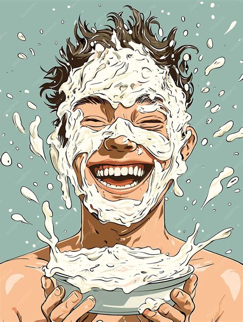 Joyful Man Gets Hit with Cream Pie Surprise | Premium AI-generated vector