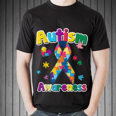 Awesome Ribbon Puzzle Pieces Colors Autism Awareness shirt, hoodie, sweater, longsleeve t-shirt