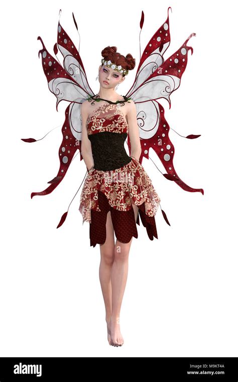 beautiful fairy pixie  wings isolated  white  render stock