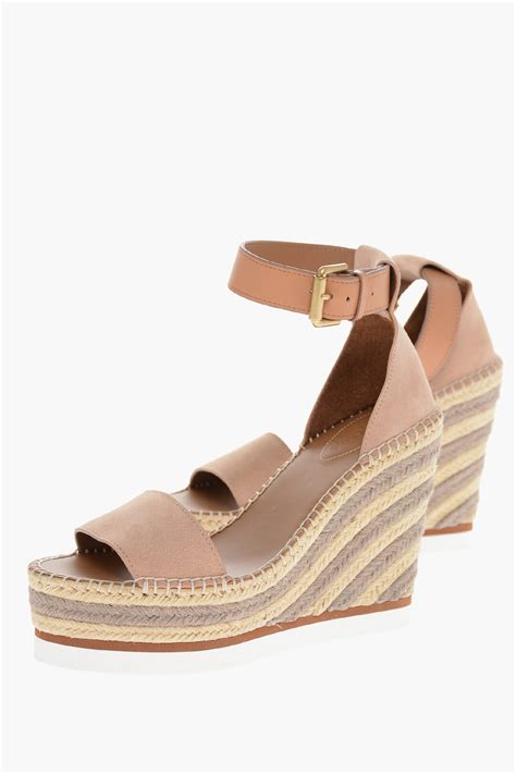 chloe   rope wedge village suede sandals cm women glamood outlet