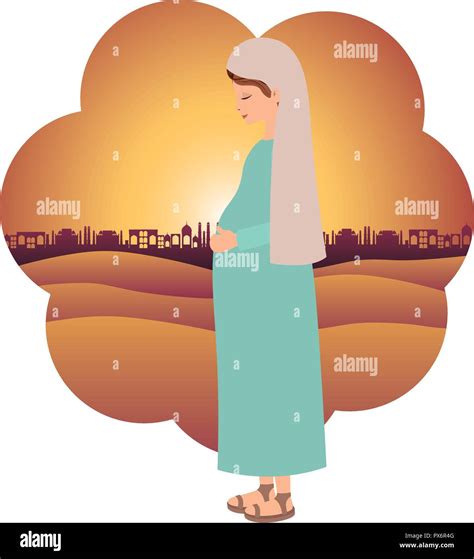 cute mary virgin pregnancy character Stock Vector Image & Art - Alamy