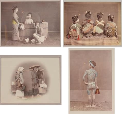 Lot - [4] 19th century hand colored photographs of Japanese subjects. 1