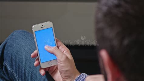 Smartphone with Blue Screen Stock Image - Image of mockup, shopping ...