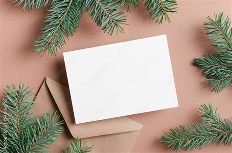 Blank Christmas invitation card mockup Stock Photo | Adobe Stock