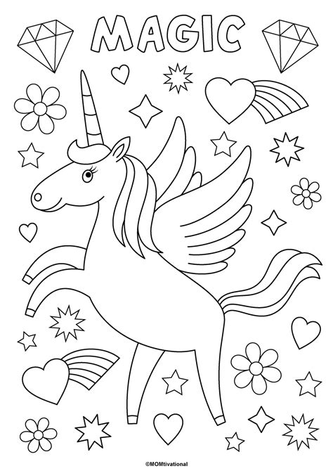 Fun and Free Unicorn Coloring Pages For Kids - MOMtivational
