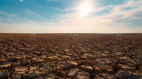 ai generated barren field stretching   horizon  parched earth