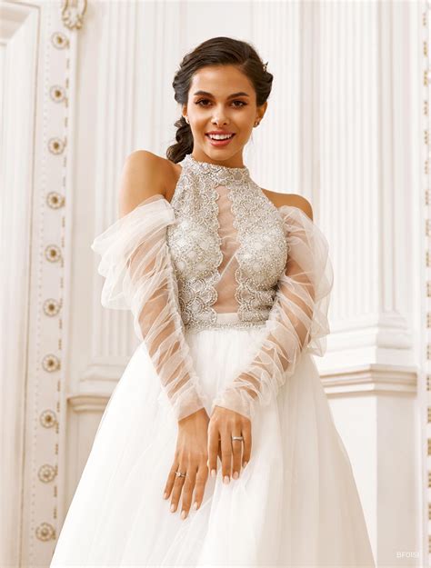 Halter wedding dress with sleeves 60 photos - Astyledwedding.com