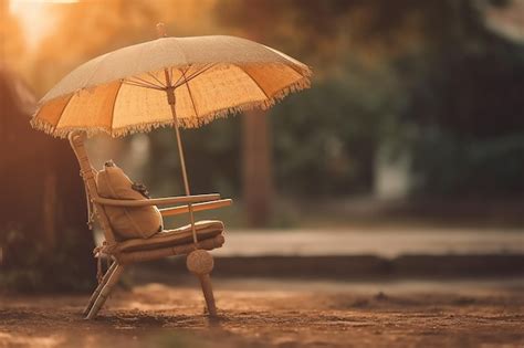 Premium AI Image | Chair with an umbrella