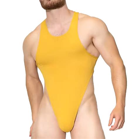 TiaoBug Men Athletic Bodysuit One Piece Wrestling Singlet High Cut