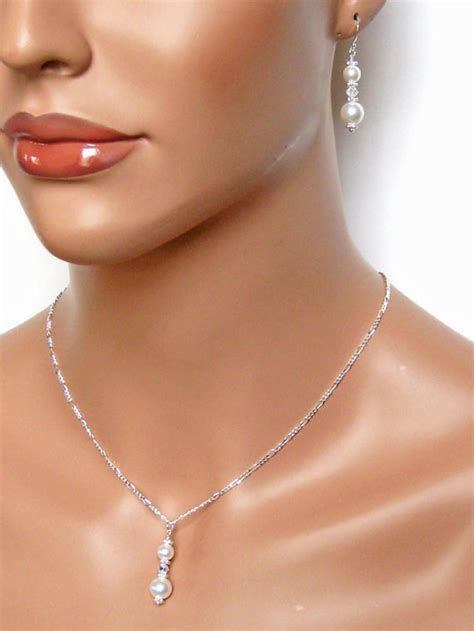Pearl Drop Bridal Jewelry, Bridesmaids Gifts, Wedding Jewelry Set