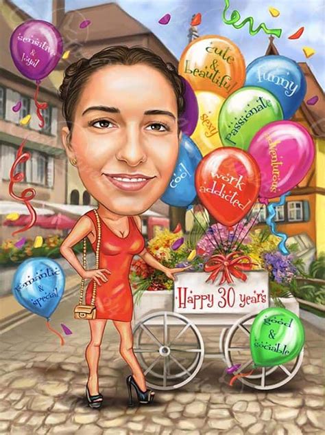 🎨 Personalized Birthday Caricature with Baloons from a Photo - the ...