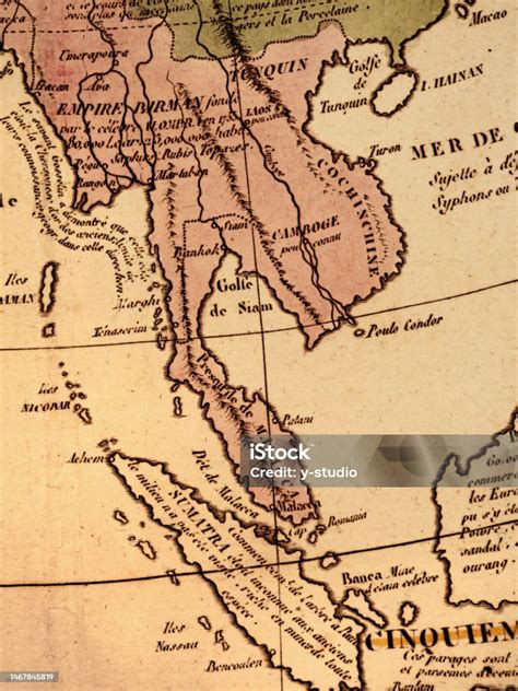 Old Map Indochina Peninsula Stock Photo - Download Image Now - Malay ...